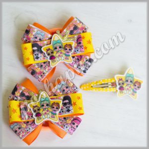 Комплект банты+заколка "Трио LOL оранж"
