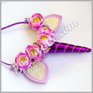 Ободок единорог фиолет